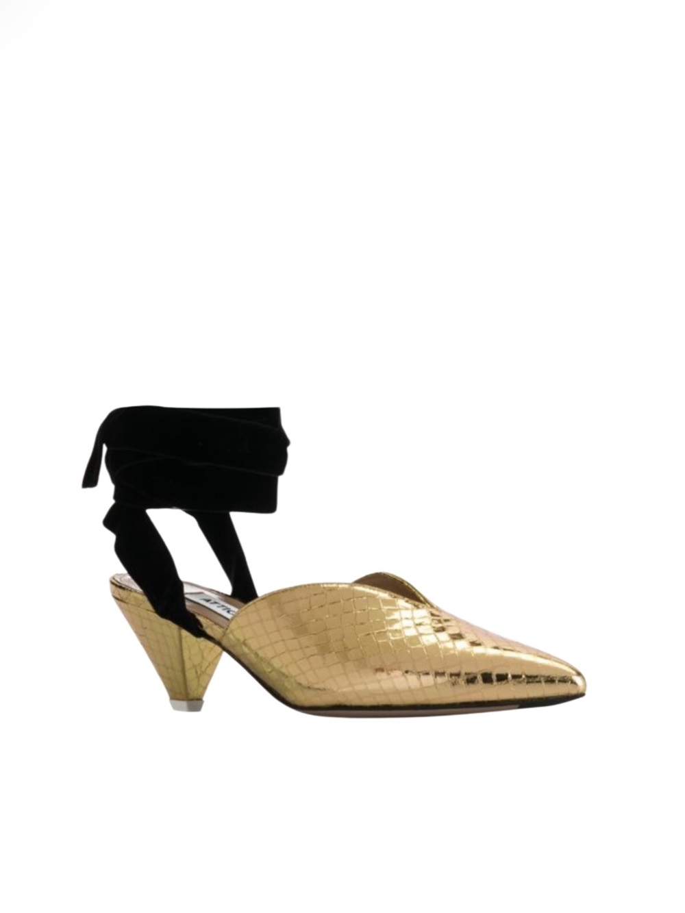 Unique Shoe Contemporary Designer The Attico Gold Snakeskin Pump